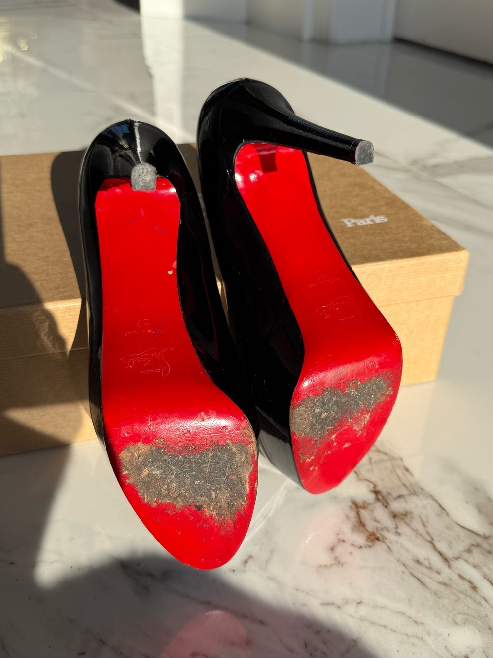 Christian Louboutin Black Patent Leather Bianca 120 - Picture 6 of 6